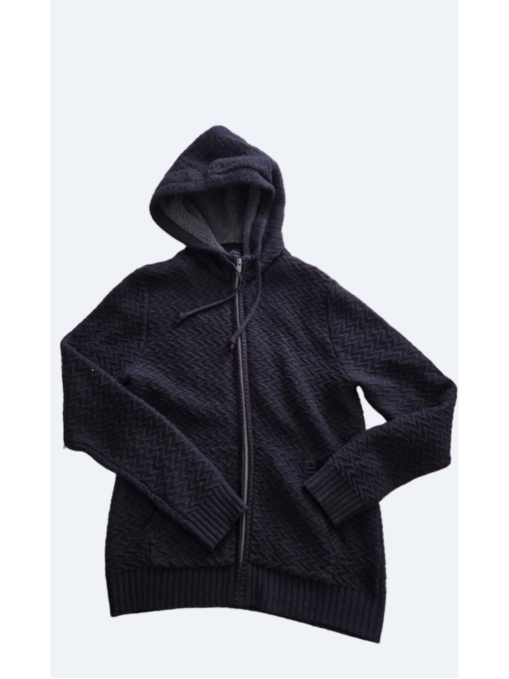 Lucky Brand Zip Up Sweater Hoodie in Black Mens Size Medium
